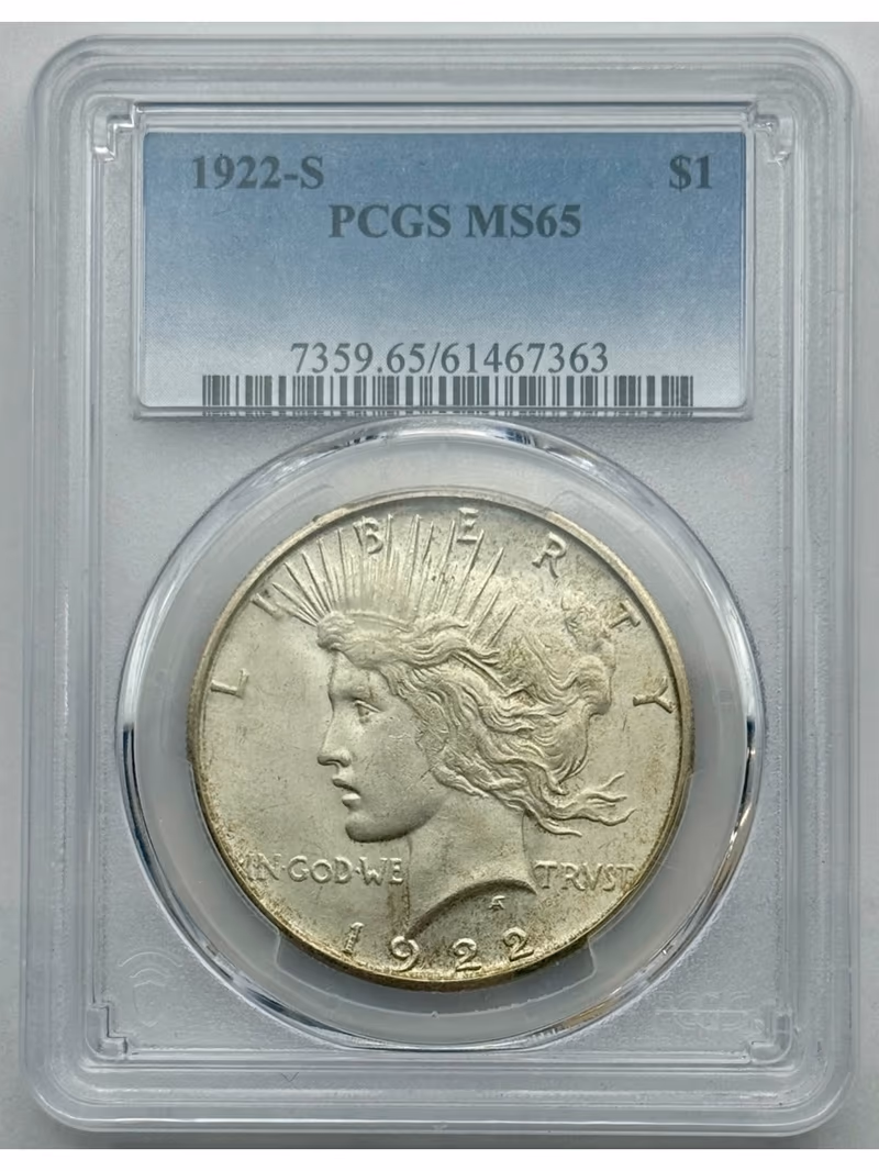 1922-S Peace Dollar $1, PCGS MS65, San Francisco Mint. primary image